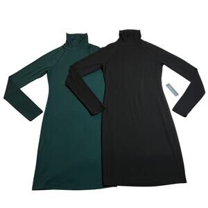 BUNDLE (2) Forever 21 Turtleneck Jersey Knit Stretch Dress Size Small NEW